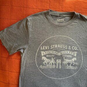 Levi's Women's Grey and Navy T-shirt